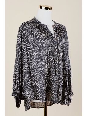 Sz M Pilcro Anthropologie 100% Cotton Sydney Dolman 3/4 Sleeve Boho Blouse EUC